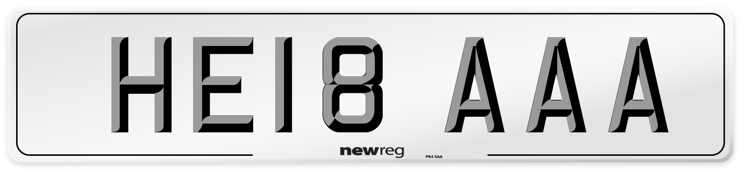 HE18 AAA Number Plate from New Reg